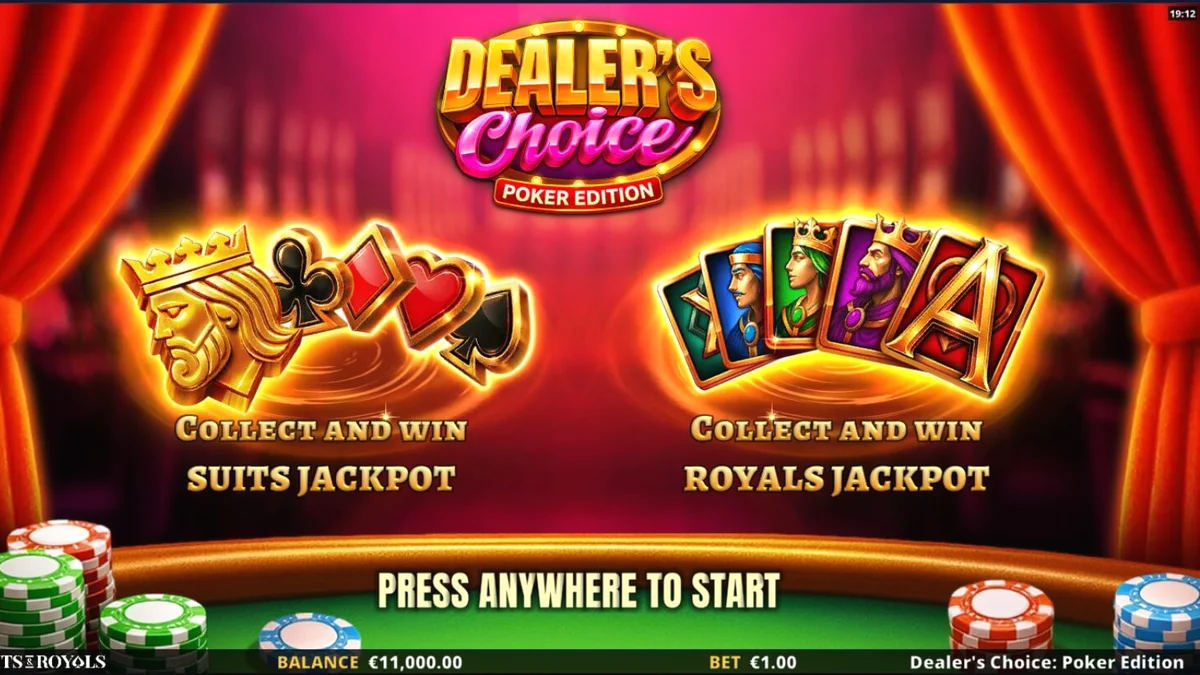 Tampilan visual slot Dealer’s Choice: Poker Edition dengan nuansa meja poker mewah.