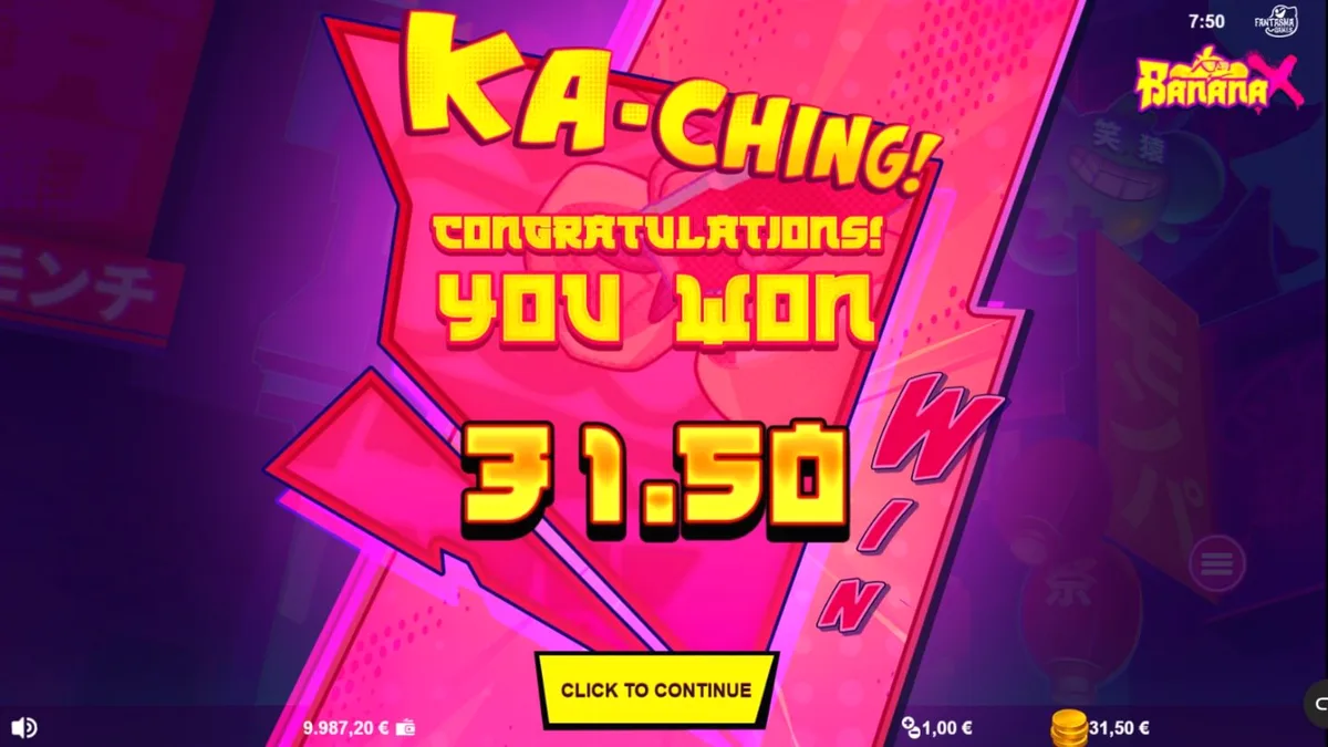 Tampilan visual neon dan karakter influencer dalam slot Banana X